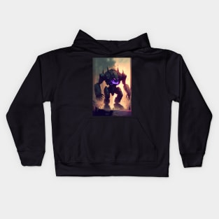 Monster giant robot cyborg attacking the city Kids Hoodie